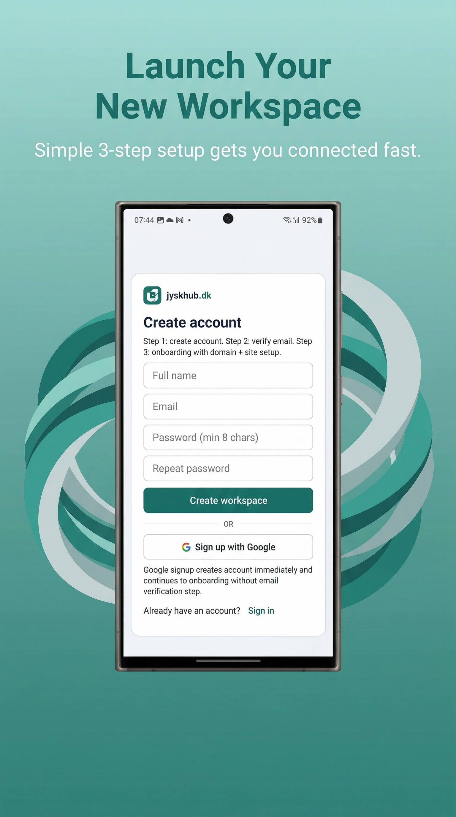 Mobile app preview for upcoming JyskHub Android and iOS experience